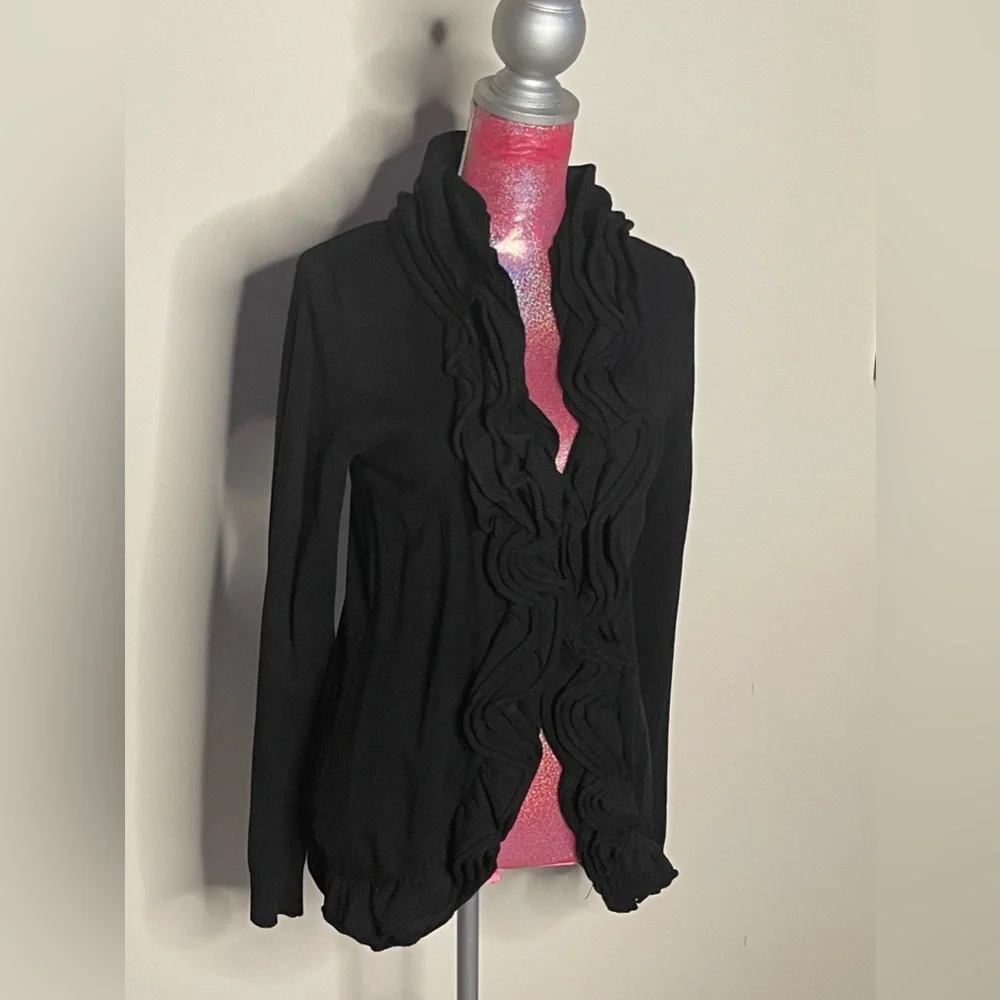 Ruffled front cardigan sweater - Picture 2 of 7
